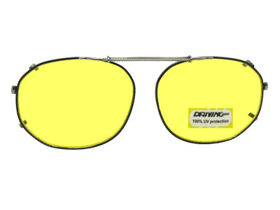 Round Square Yellow Lenses Clip-on Sunglasses Black Frame Yellow Lenses