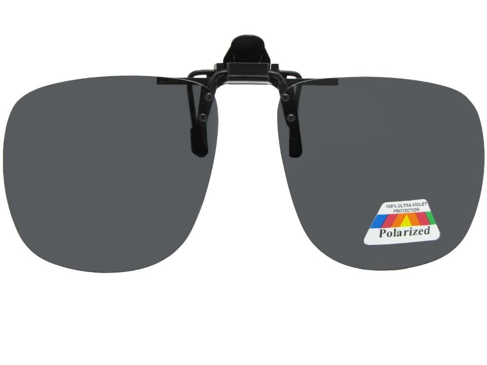 Square Polarized Flip Up Sunglasses Black Gray Lenses