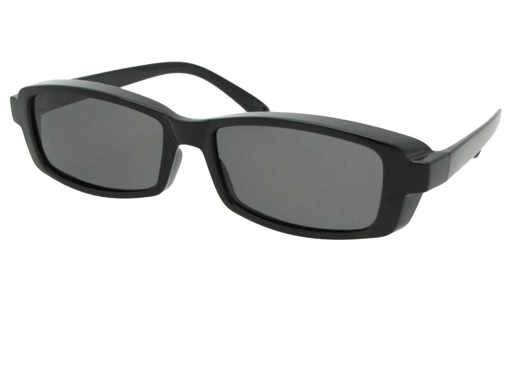 Style F12 Smallest Rectangular Fit Over Sunglasses Black M Dark Gray Lenses