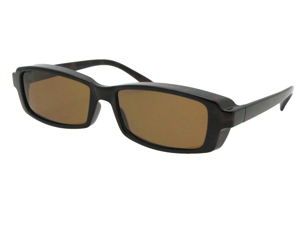 Style F12 Smallest Rectangular Fit Over Sunglasses Tortoise Brown Lenses