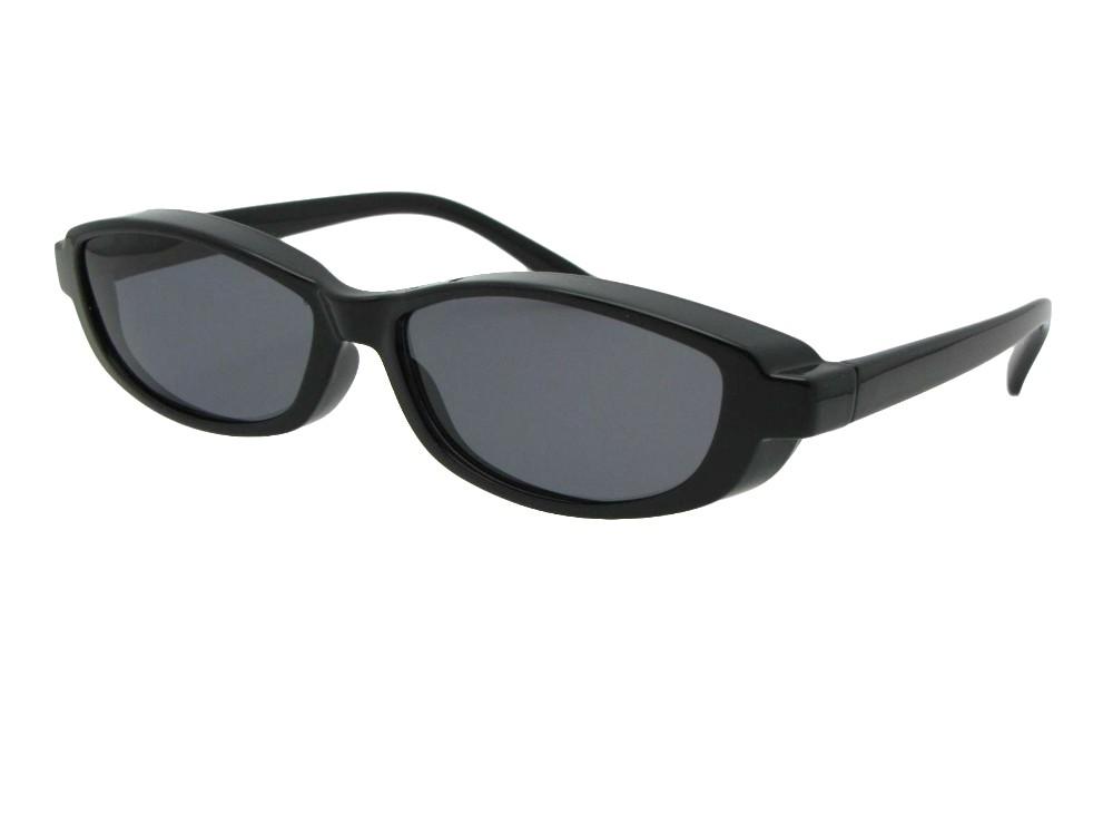 Style F13 Smallest Size Oval Shape Fit Over Sunglasses Black Med Dark Gray Lens
