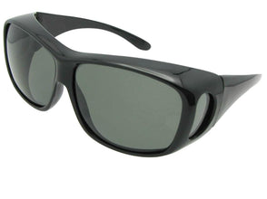Style F15 Large Size Wrap Around Fit Over Sunglasses Black Frame Gray Lenses