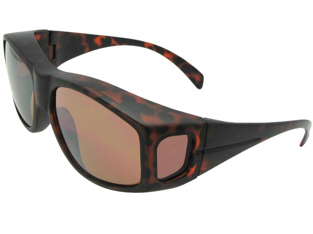 Style F18 Large Non Polarized Fit Over Sunglasses Flat Tortoise Non Polarized Driving Lens