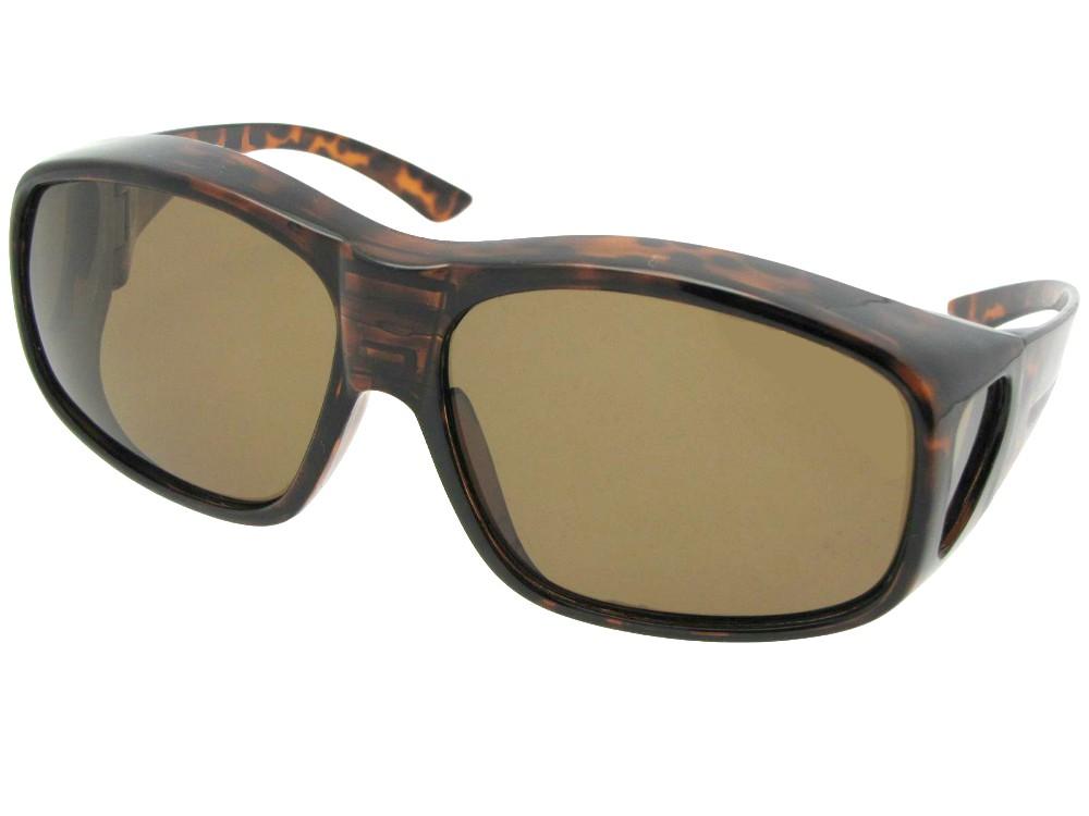 Style F19 Largest Wrap Around Polarized Fit Over Sunglasses  Tortoise Frame Polarized Brown Lenses