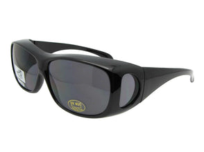 Style F1 Medium Size Non Polarized Fit Over Sunglasses Black Frame Non Polarized Gray Lenses