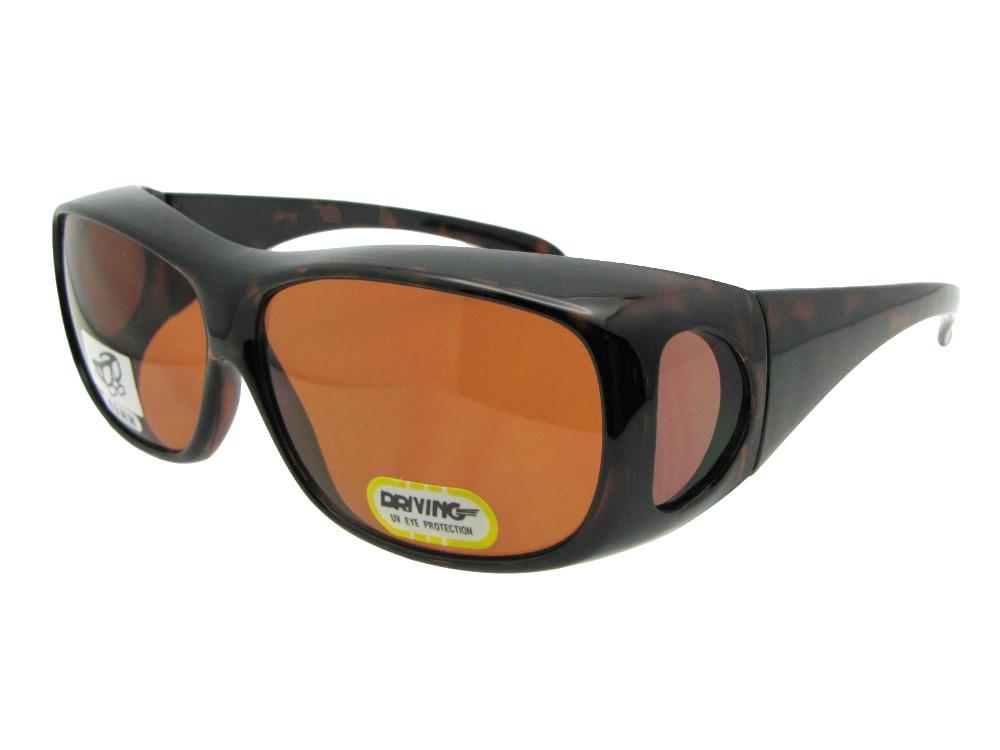 Style F1 Medium Size Non Polarized Fit Over Sunglasses Shiny Tortoise Frame Non Polarized Amber Lenses