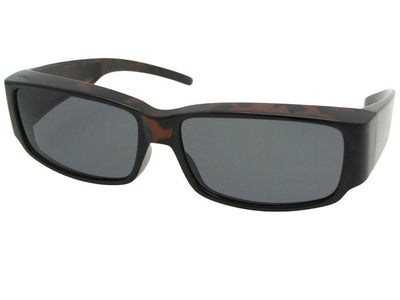Style F25 Small Sleek Rectangular Shape Fit Over Sunglasses Tortoise M Dark Gray Lenses