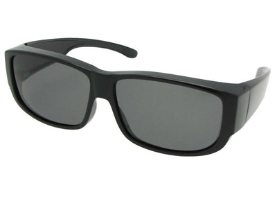 Style F27 Medium Polarized Fit Over Sunglasses Black Frame Medium Dark Gray Lens