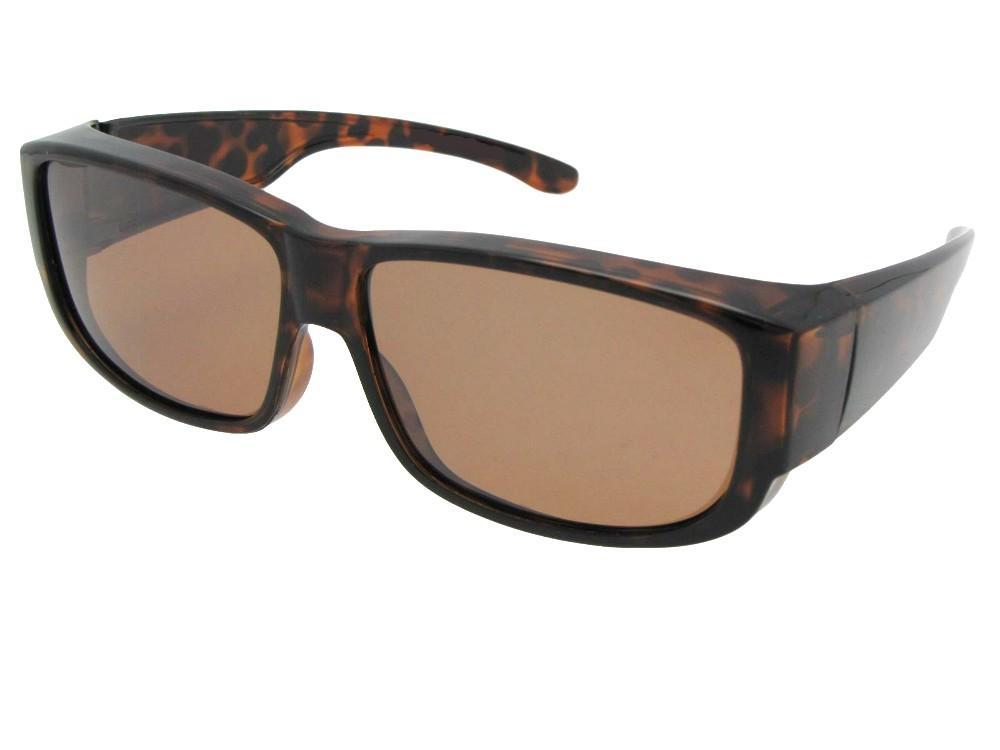Style F27 Medium Polarized Fit Over Sunglasses Tortoise Frame Amber Lenses
