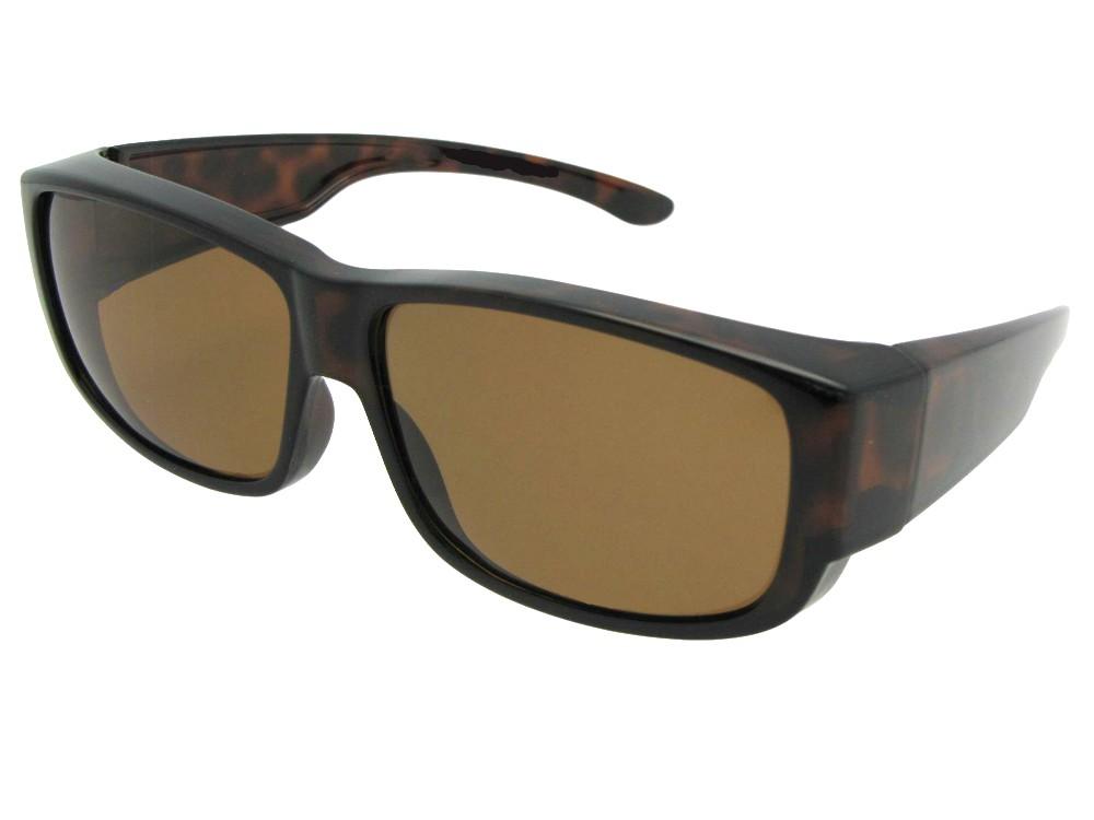 Style F27 Medium Polarized Fit Over Sunglasses Tortoise Frame Brown Lenses
