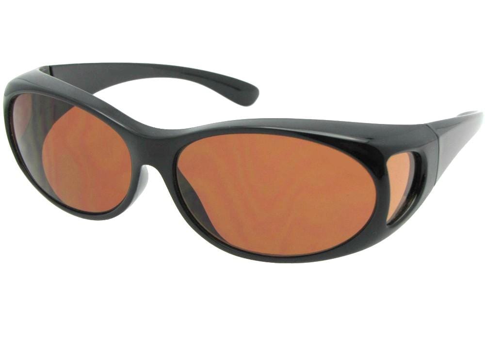 Style F3 Small Non Polarized Fit Over Sunglasses Black Non Polarized Amber Lenses