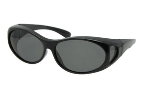 Style F3 Small Wrap Around Fit Over Polarized Sunglasses Black Frame Med Dark Gray Lenses
