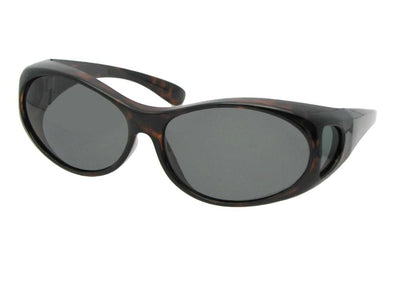Style F3 Small Wrap Around Fit Over Polarized Sunglasses Tortoise Med Dark Gray Lenses