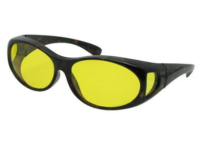 Style F3 Small Wrap Around Fit Over Polarized Sunglasses Tortoise Frame Light Yellow Lenses
