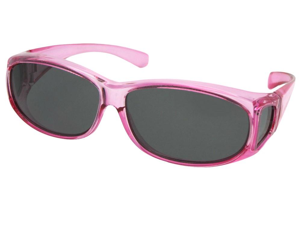 Style FJ3 Junior Size Fit Over Glasses Crystal Pink Gray Lens