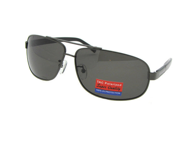 Style PSR83 Modified Aviator Polarized Sunglasses Pewter Frame Gray Lenses
