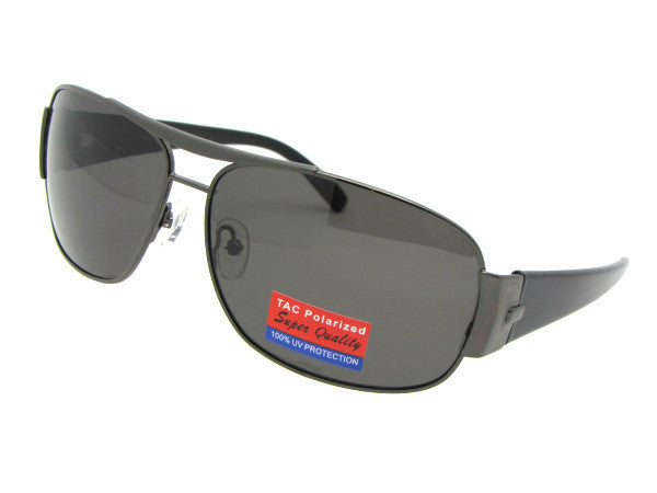 Style PSR22 Modified Aviator Polarized Sunglasses Pewter Frame Gray Lenses