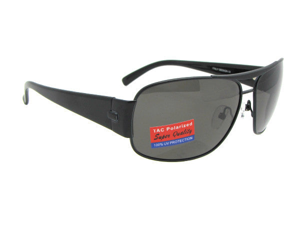 Style PSR22 Modified Aviator Polarized Sunglasses Black Frame Gray Lenses