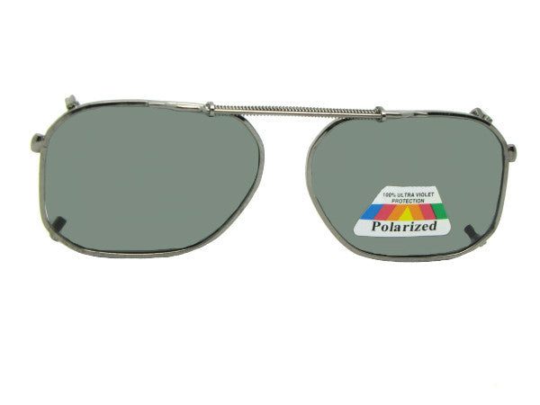 Modified Aviator Polarized Clip ons Pewter Frame Gray Lenses