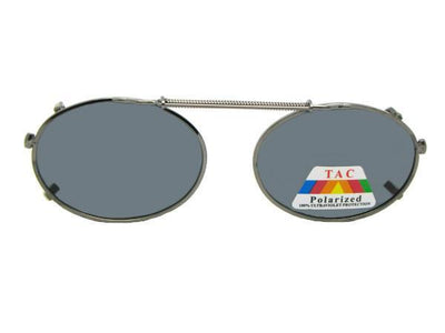 Oval Polarized Clip-on Sunglasses Pewter Frame Gray Lenses