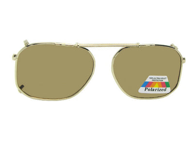 Modified Aviator Polarized Clip ons Gold Frame Brown Lenses