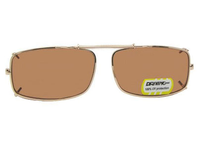 Slim Rectangle Non Polarized Amber Clip-on Sunglasses Gold Frame Amber lens
