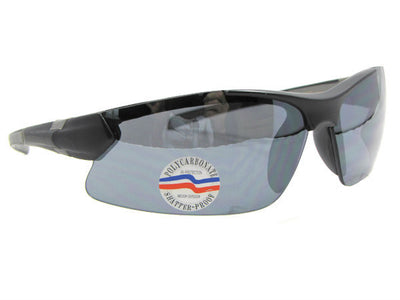 Style SR75 Sports Sunglasses Flat Black Frame Gray Lenses