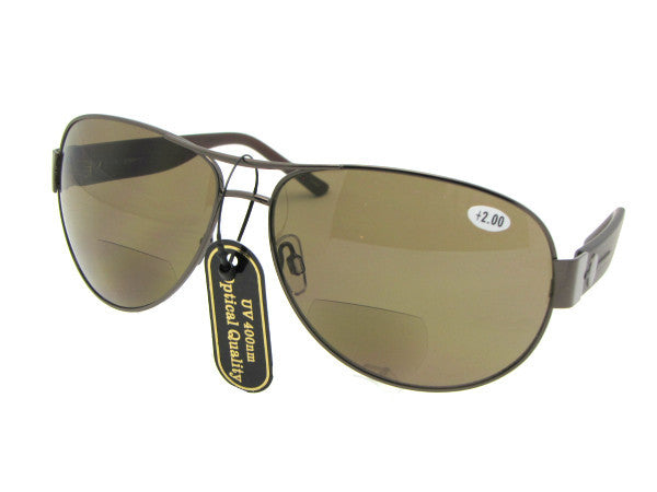 Style B79 Premium Aviator Bifocal for Men Bronze Frame Brown Lenses