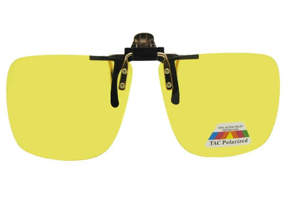 Square Polarized Flip Up Sunglasses Black Gold Lite Yellow Lenses