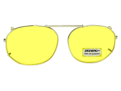 Round Square Yellow Lenses Clip-on Sunglasses Gold Frame Yellow Lenses