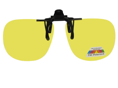 Square Polarized Flip Up Sunglasses Black Frame Lite Yellow Lenses