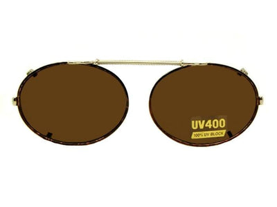 Oval Non Polarized Clip-on Sunglasses Gold Brown Frame Brown Lenses