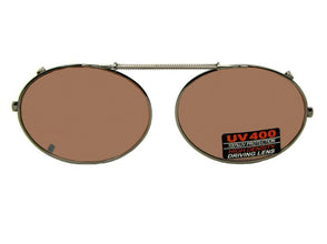 Oval Non Polarized Amber Clip-on Sunglasses Pewter Frame Amber Lenses