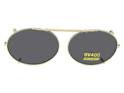  Oval Non Polarized Clip-on Sunglasses Light Pewter Frame Gray Lenses