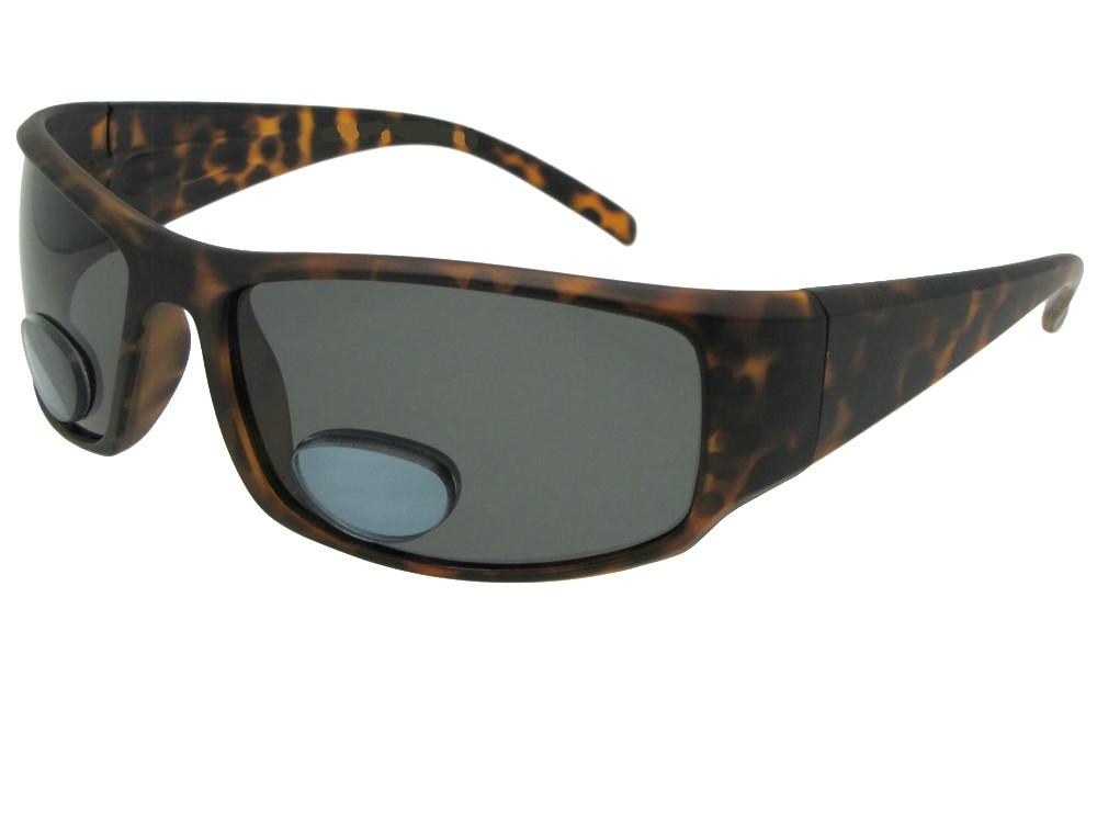 Style P13 Large Wide Bifocal Sunglasses For Fishermen  Flat Tortoise Gray Lenses