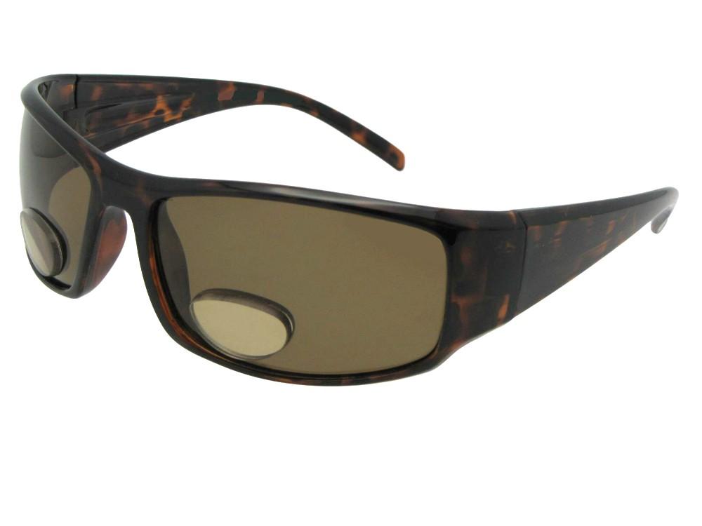Style P13 Large Wide Bifocal Sunglasses For Fishermen Shiny Tortoise Brown Lenses