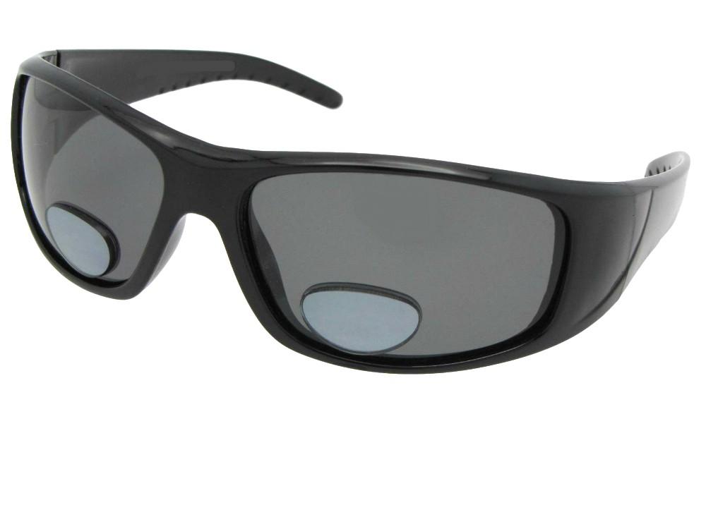 Style P14 Polarized Fishing Bifocal Sunglasses Black Frame Gray Lenses
