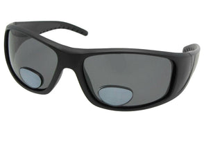Style P14 Polarized Fishing Bifocal Sunglasses Flat Black Frame Gray Lenses