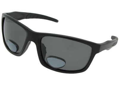 Style P15 Polarized Bifocal Sunglasses For Fishing Flat Black Frame Gray Lenses