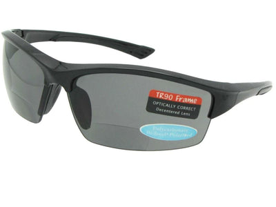 Style P4 Premium Polarized Bifocal Sunglasses Black Frame Gray Polarized