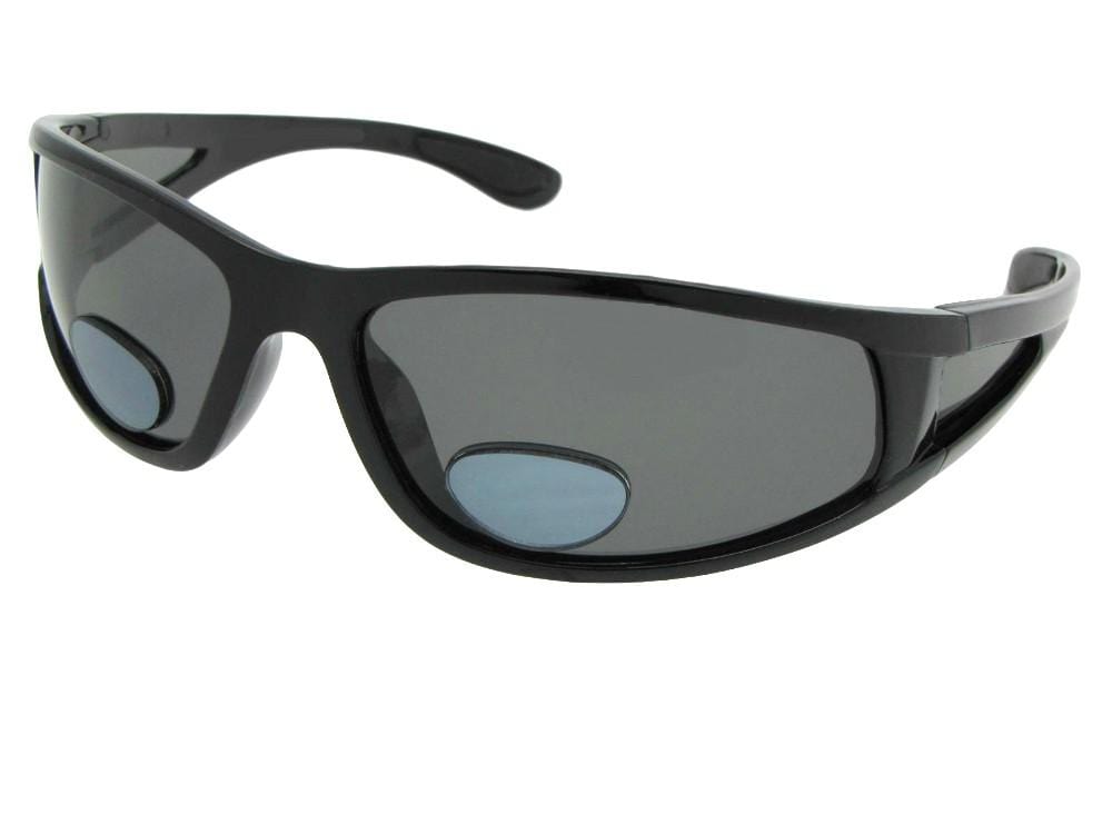 Fishing Polarized Bifocal Sunglasses Style P7 +1.25 Magnification /  Black-Gray Lenses