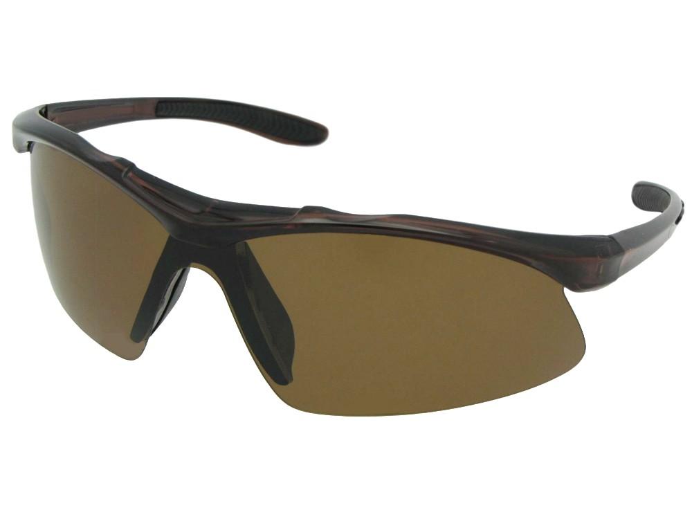Style PSR15 Polarized Semi Rimless Sport Sunglasses Tortoise Frame Brown Lenses