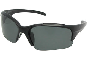 Style PSR47 Polarized Half Rim Sport Sunglasses Black Frame Gray Lenses