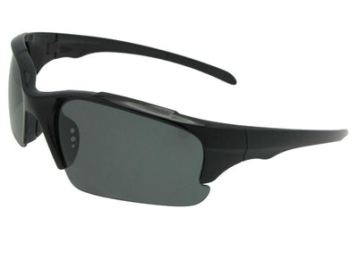 Style PSR47 Polarized Half Rim Sport Sunglasses Black Frame Gray Lenses