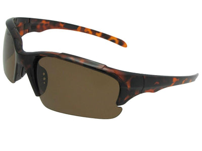 Style PSR47 Polarized Half Rim Sport Sunglasses Tortoise Frame Brown Lenses