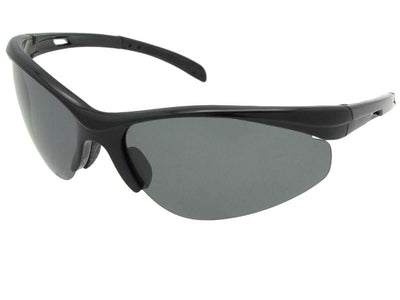 Style PSR50 Semi Rimless Wrap Around Polarized Sunglasses Black Frame Gray Lenses