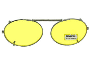 Oval Yellow Lens Clip-on Sunglasses Pewter Frame Yellow Lens
