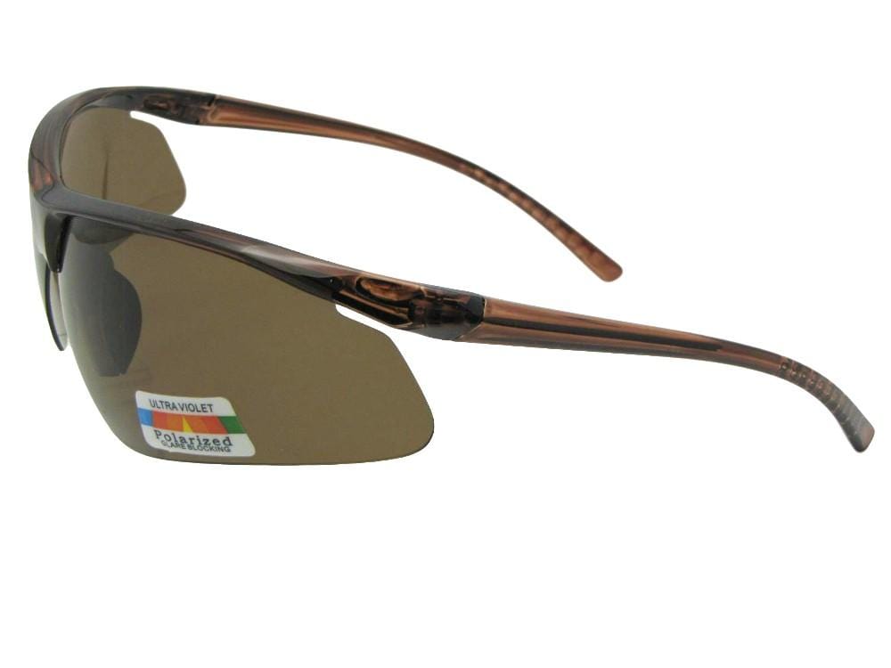 Style PSR78 Wrap Around Polarized Sunglasses Brown Frame Brown Lenses