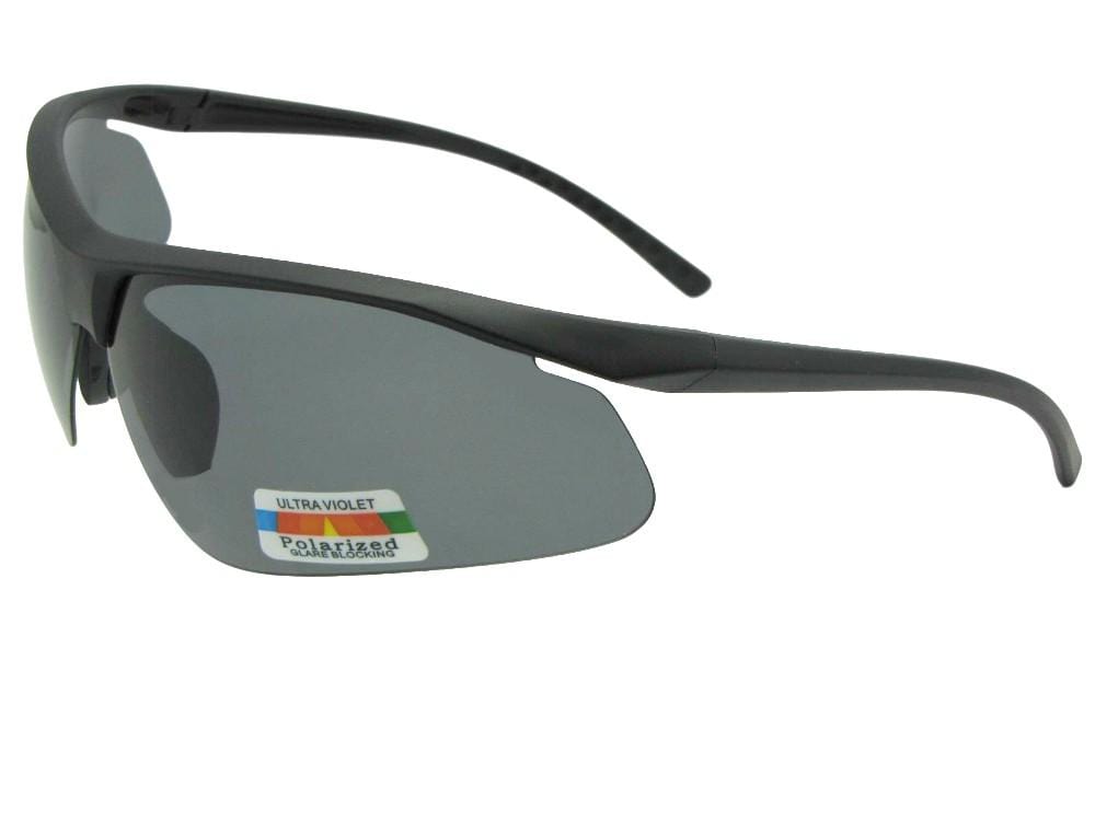 Style PSR78 lWrap Around Polarized Sunglasses  Black Frame Gray Lenses