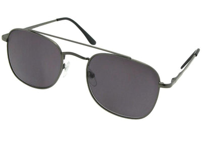 Style R72 Square Aviator Full Reader Lens Sunglasses Pewter Frame Gray Lenses